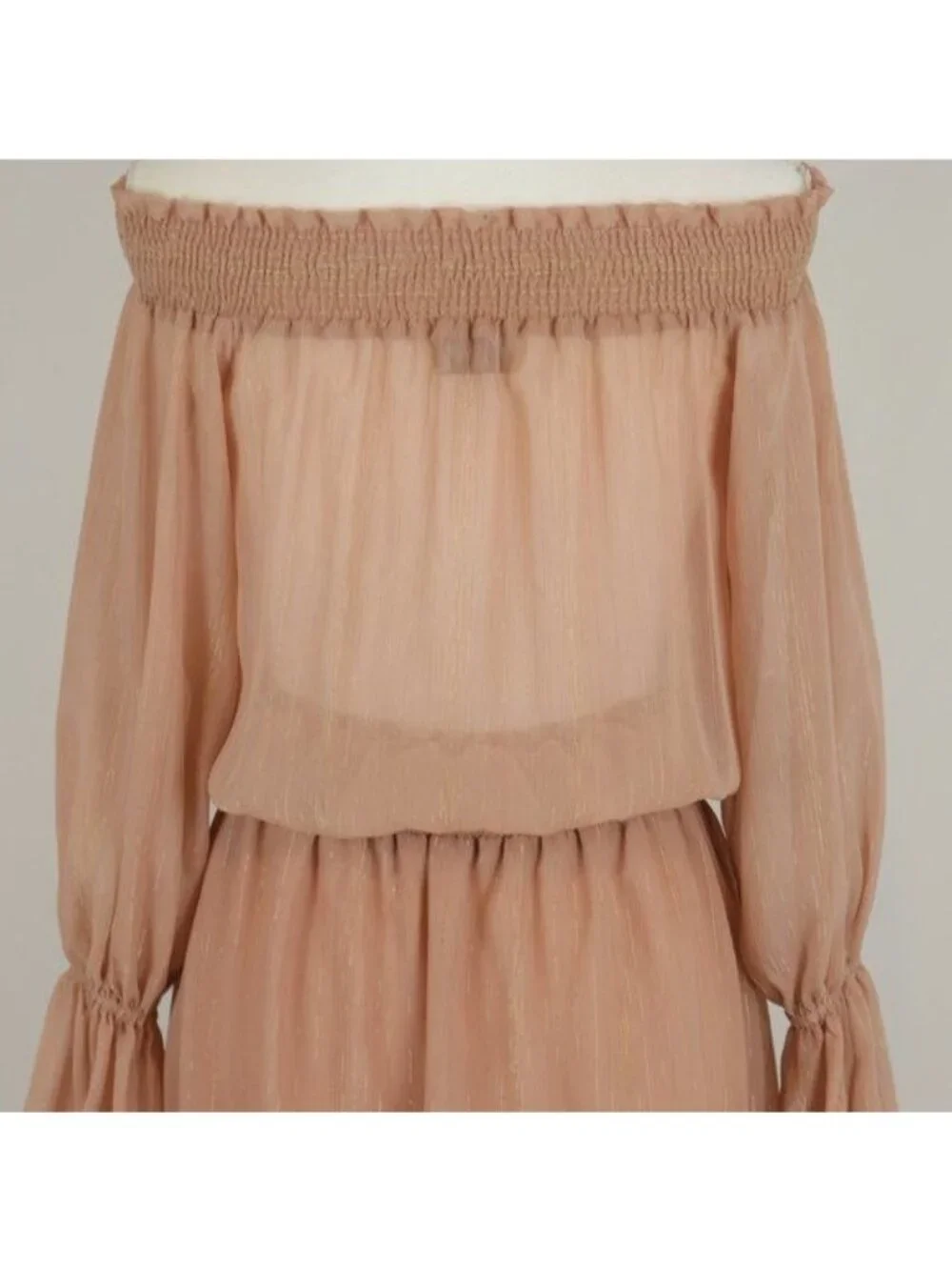 Show Me Your MuMu Wanda Women's Small Mauve Gold Off The Shoulder Maxi Dress